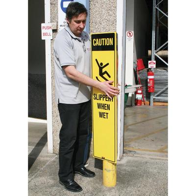 Bollard Safety Sign - Wet Floor 1230 x 900mm - 1 Side Yellow