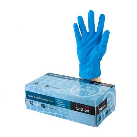 Bastion Nitrile Soft Blue P/F Large Gloves