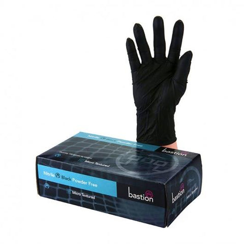 Bastion Nitrile Black P/F Large Gloves